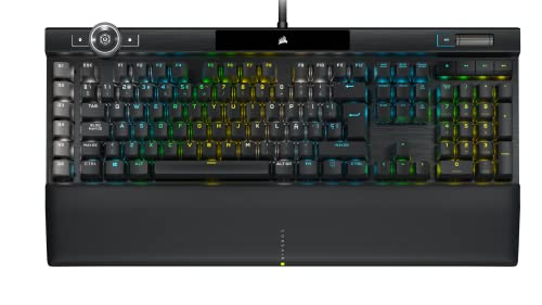 Corsair K100 RGB Teclado ótico mecânico para jogos (Interruptores CORSAIR OPX RGB, suporte para pulsos magnético e removível de polipele, teclas de policarbonato) preto