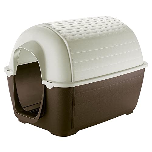 Ferplast Casa de exterior para cães Kenny 03, resina termoplástica resistente a choques e raios UV, sistema de drenagem de líquidos, grelha de ventilação, 60 x 89 x h 60 cm