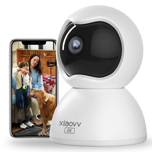 XIAOVV 3MP PTZ Câmara vigilância WiFi interior, HD câmaras vigilância domicílio WiFi 2,4 G, câmara vigilância cães, acesso remoto através da aplicação, dupla proteção de dados, notificação de