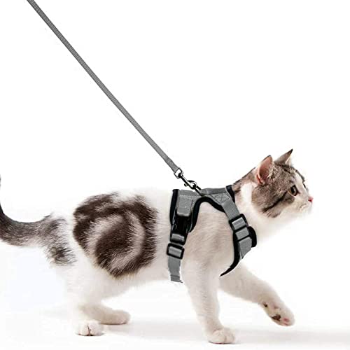 Wdmiya Arnês de gato anti-escape, arnês ajustável para gato com correia de 150 cm, colete macio e confortável refletor, respirável para caminhar, treino, gatos adultos, grande médio e pequeno