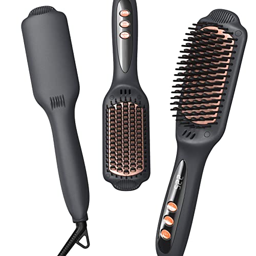 LANDOT Escova elétrica alisadora de cabelo: Escova plana para alisar com calor - escova alisadora de cerâmica com tecnologia iónica - temperatura regulável 120 ºC - 230 °C