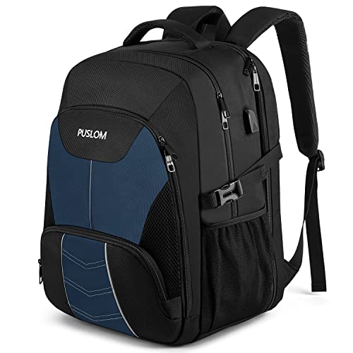 Mochila homem grande 55 L mochila 18,4 polegadas computador portátil com porta USB mochila anti-roubo impermeável bolsa para negócios trabalho diário viagem escolares, azul