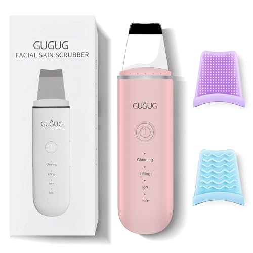 GUGUG Depurador de pele facial, depurador portátil de poros, espátula facial com 4 modos, raspador de pontos pretos para limpeza profunda facial, 2 capas de silicone incluídas