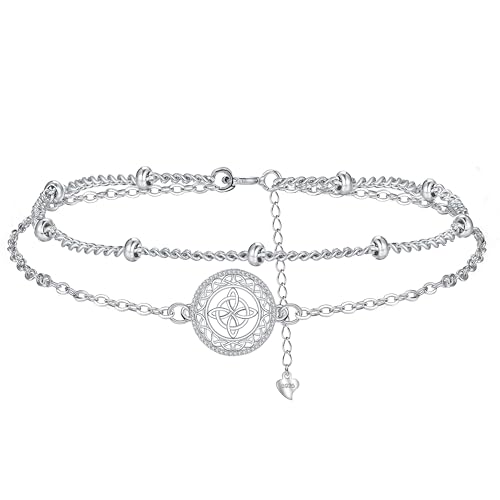 Hifeeled Pulseira mulher prata 925 corrente dupla com 3A zircónia cúbica presentes originais para mulher esposa mãe namoradas -ajustável (16 cm + 4)