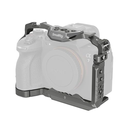 SMALLRIG Cage de libertação rápida para Sony A7R V/A7 IV/A7S III/A7R IV/A1, gaiola com penteado estilo HawkLock Cold Shoe, NATO Rail e placa para arca, acesso completo e design antiarranhões - 4481