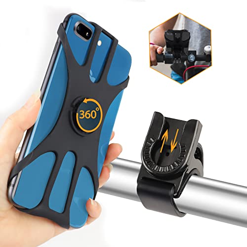 Rouclo Suporte para telemóvel de bicicleta, suporte universal rotativo a 360°, suporte para telemóvel de motocicleta compatível com iPhone 13/12/11/Pro MAX/Pro/Mini/SE/XS, Smartphone de 4,5-7