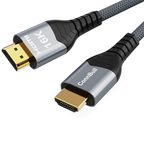 ConnBull 16K 10K Cabo HDMI de 8K 2,2 96 Gbps 3 m, cabo de alta velocidade HDMI suporte 8K 240 Hz 480 Hz HDCP 2.2 & 2.3 DTS: X dinâmico HDR eARC compatível com PS5/Roku TV/HDTV/MM Sonitor/B lu-ray
