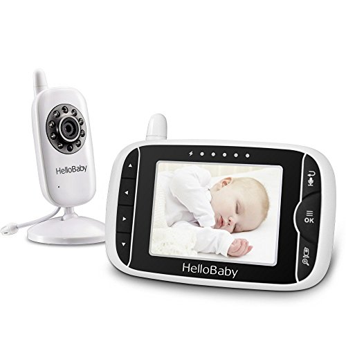 HelloBaby Monitor de vídeo sem fios com câmara digital, monitorização da temperatura, visão noturna, áudio em 2 sentidos.