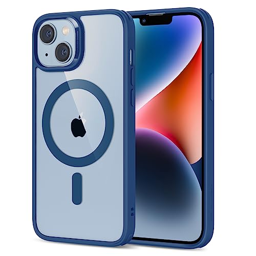 ESR Capa para iPhone 14/iPhone 13, compatível MagSafe, proteção de grau militar à prova de impactos, capa magnética para iPhone 14/iPhone 13, capa híbrida clássica (HaloLock), azul transparente