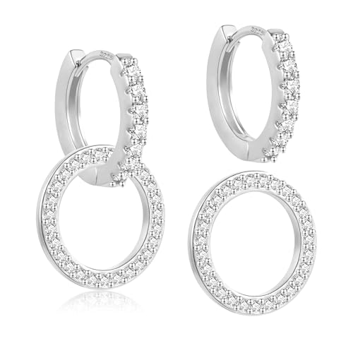 ALEXCRAFT Brincos de prata 925 brincos de aro brincos de coração para mulher, brincos de gota alergénicos brincos de gota de coração brincos de aro de moda para mulher menina