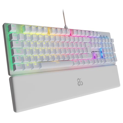 NEWSKILL Serike V2 Teclado mecânico Full Layout RGB com interruptores lineares Hot-Swap, estrutura metálica e apoio para pulsos magnético espanhol branco
