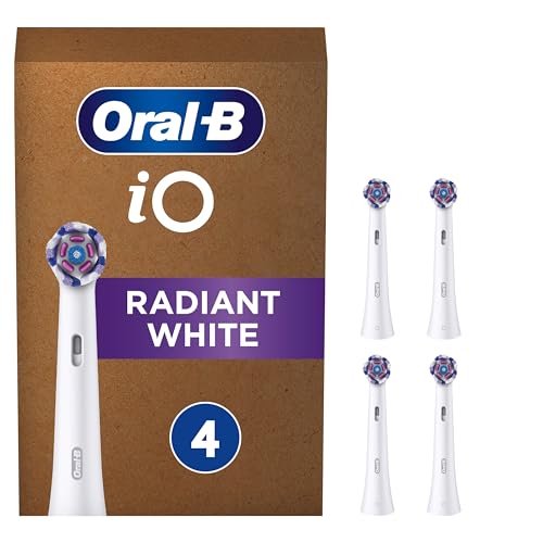 Oral-B iO Radiant White Peças sobresselentes para escova de dentes elétrica, branca, 4 unidades (embalagem de 1)
