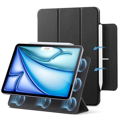 ESR Capa para iPad Air 11" M3/M2 2025, iPad Air 7a/6a/5a/4a Gen (2024/2022/2020, 10,9"), capa com bloqueio magnético, capa fina tríptica, compatível Pencil Pro/Pencil USB-C, ligar automático, preto