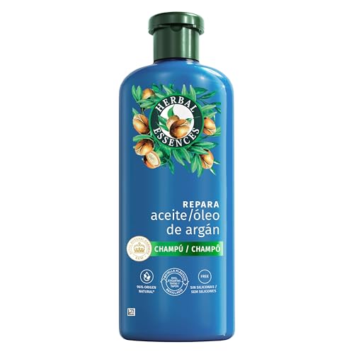 Herbal Essences Champô reparador óleo argão, 350 ml cabelo danificado, hidratação intensa, de origem natural *, sem silicone * ingredientes da fórmula