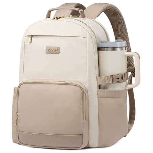 LOVEVOOK Mochila para portátil para mulheres com bolso para caneca de grande capacidade, de 15,6 polegadas, bolsa impermeável para trabalho, negócios, universidade, professora.