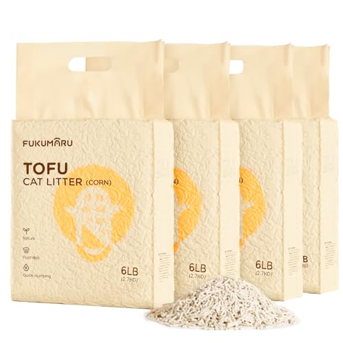 FUKUMARU Areia de tofu para gatos 10,8 kg - areia aglomerante para gatos, mistura de pellets de milho, livre de pó e fácil de aglomerar, controlo de odores, pode ser descartado na sanita