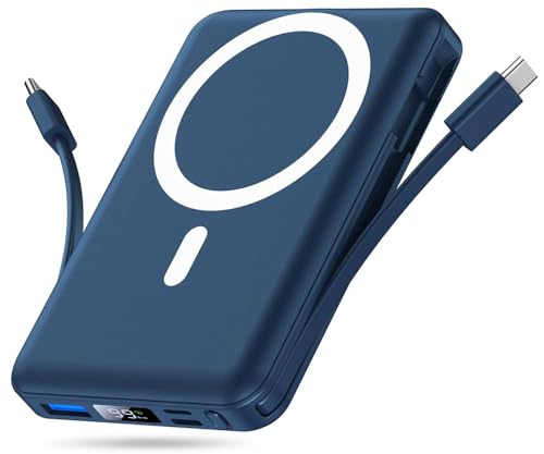 Yiisonger Power Bank Magnético 10000 mAh, para Magsafe Powerbank bateria externa de carregamento rápido, carregador portátil sem fios, ecrã LED USB-C para iPhone 16/15/14/13/12/Pro/Pro MAX