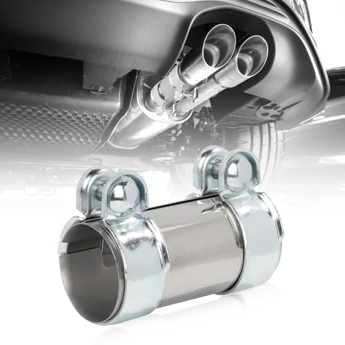 LALAGO Braçadeira de tubo de escape Ø 55 mm, braçadeira de banda de escape, conector de tubo de escape, braçadeira universal com 2 abraçadeiras de escape (Ø 55 mm / L: 125 mm)