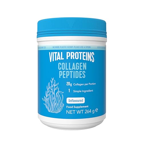 Vital Proteins Peptídeos de colagénio, complemento alimentar em pó, colagénio hidrolisado (Tipo I, III), sem sabor, para a pele, cabelo, unhas, sem glúten, 20 g por dose, 264 g