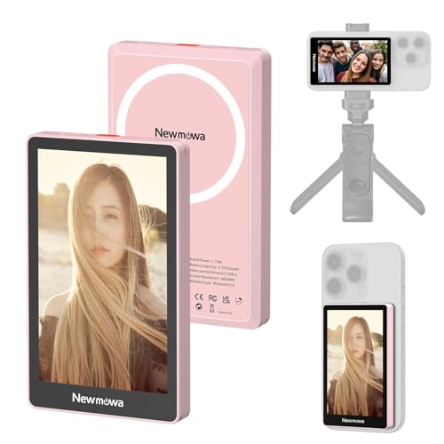 Newmowa Rosa ecrã magnético para Selfie Vlog, gravação sem fios 1080P, câmara traseira do telefone per Selfie Vlog TikTok LiveStream, compatível com iPhone (gravação com cabo 4K 30fps)