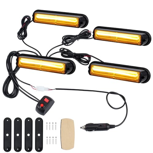 COLFULINE 13 cm 4 peças COB luzes de aviso intermitente luz estroboscópicas IP65 impermeáveis controlo principal 12 V 24 V universal para camiões, reboque e caravana