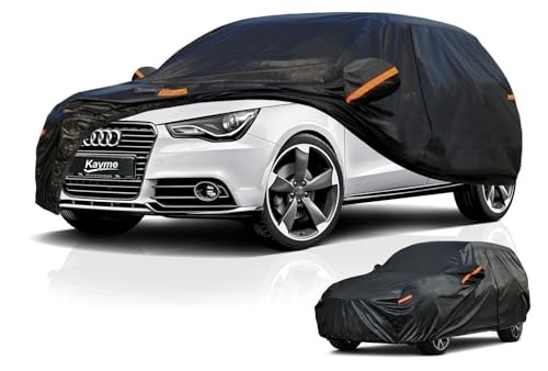 Kayme Capa de carro exterior, compatível com Audi A1 (2012-2024), capa para carro impermeável, respirável, anti-UV, anti-poeira, de 7 camadas, cobertura de carro com fecho de correr e forro de algodão