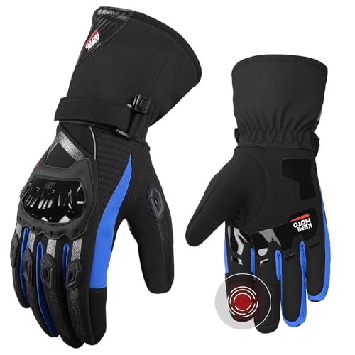 KEMIMOTO Luvas de mota inverno, impermeáveis de maneira eficiente luvas mota homem homologadas proteção multicamada preservada calor ecrã tátil, desportos ao ar livre esqui motociclismo