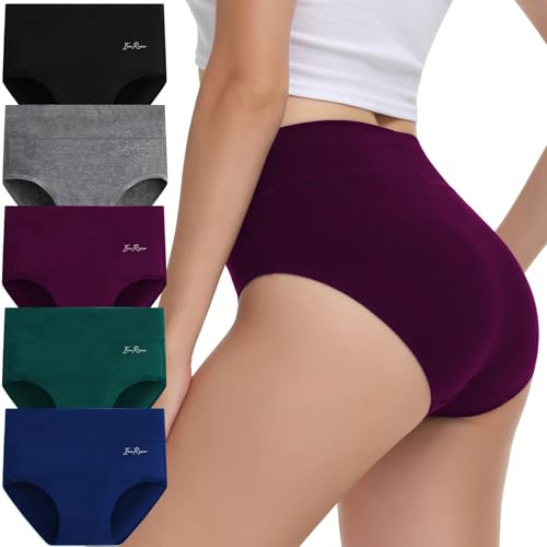 IceReco Cuecas de mulher de algodão corte alto cuecas pós-parto cintura alta confortável pack de 5 Culotte roupa interior mulher