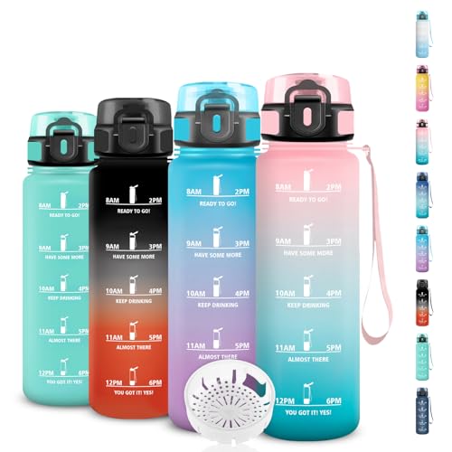 Garrafa de água para crianças com filtro, garrafa de água de 500 ml, fácil de limpar, cantil motivacional com marca de tempo, cantil infantil à prova de fugas, para escola, viagens, corrida, ginástica