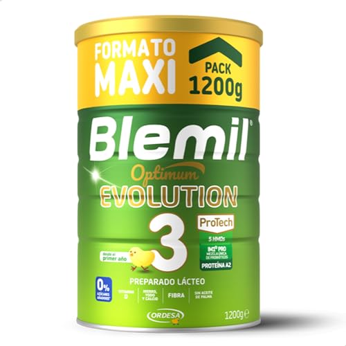 Blemil 3 Optimum Evolution | 1200 g, leite em pó preparado para crianças dos 1 aos 3 anos, adicionados 0% açúcares, sem óleo de palma, formato de poupança