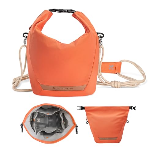K&F Concept Bolsa fotográfica para câmara, moda de tiracolo de câmara, mala de tiracolo leve Camera Bag, bolsa de ombro ajustável para câmara fotográfica adequada para câmaras SLR/DSLR, Laranja
