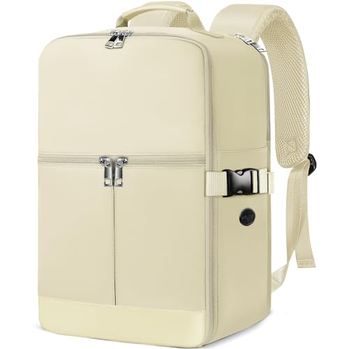 Ltemziiy Mochila de viagem cabine avião 40 x 20 x 25 para Ryanair bagagem de mão malas de cabine mala de viagem homem mulher mochila casual para computador portátil, Bege, 40 x 20 x 25, Casual