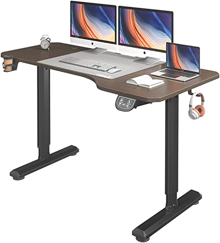 Dripex Mesa elétrica elevável, 160 x 75 cm, Standing Desk mesa ajustável em altura com painel, função de memória, mesa secretária nogueira