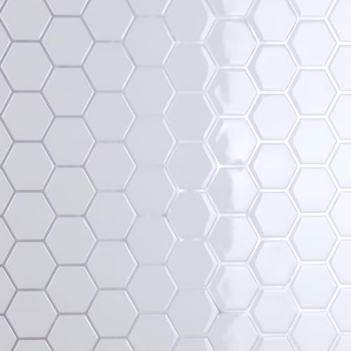 CRE8TIVE Telhas adesivas parede 16 peças vinil azulejos hexagonal branco 3D azulejos autocolantes cozinha impermeável vinil parede cozinha revestimento parede casa de banho lavandaria lareira 30,5 cm