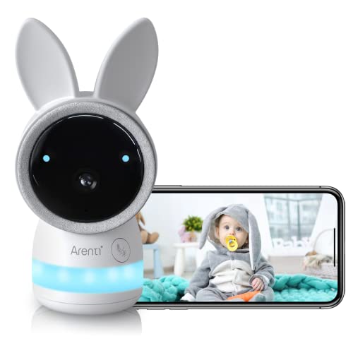 ARENTI 2K Câmara de vigilância para bebé, 355° PTZ monitor para bebés com câmara, 2,4 G visão noturna WiFi, deteção de choro e movimento, áudio bi-direcional, controlo de aplicações e monitor (sem