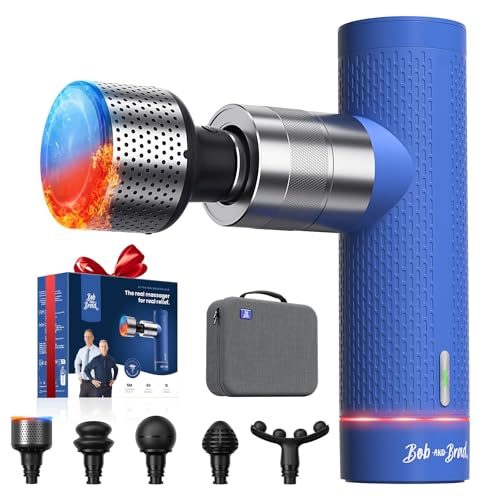 BOB AND BRAD A7 Pro Pistola de massagem muscular com terapia de calor e frio, 11 mm amplitude mini pistola de massagem Deep Tissue portátil, silenciosa para aliviar a dor muscular, presente para pai