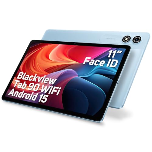 Blackview Tablet de 11 polegadas, Android 15 Tab 90Wifi, 12 GB RAM+128 GB ROM/1TB TF Gaming tablet, Widevine L1/8200 mAh/5G WiFi/Octa Core/GPS/WPS/8 MP+ 13 MP/Face ID/Face ID/Blue/Blue/Blue/Blue/Blue