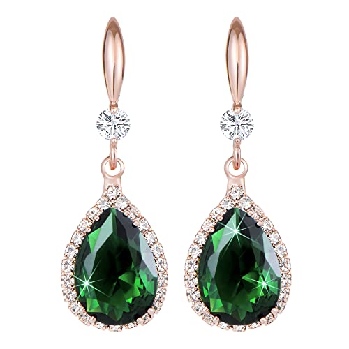 Linawe Brincos suspensos para mulher, brincos pendentes, jóias de ouro, prata e ouro rosa, brincos pendentes de cristal com diamantes, jóias de moda para casamentos