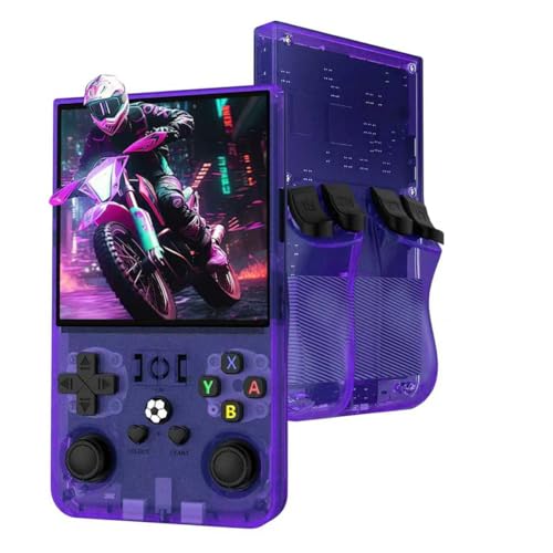Febotak R36max Consola portátil retro, ecrã IPS de 4 polegadas, 128 GB de memória, mais de 25 000 jogos, sistema LINXU, bateria de 4000 mAh (roxo escuro)