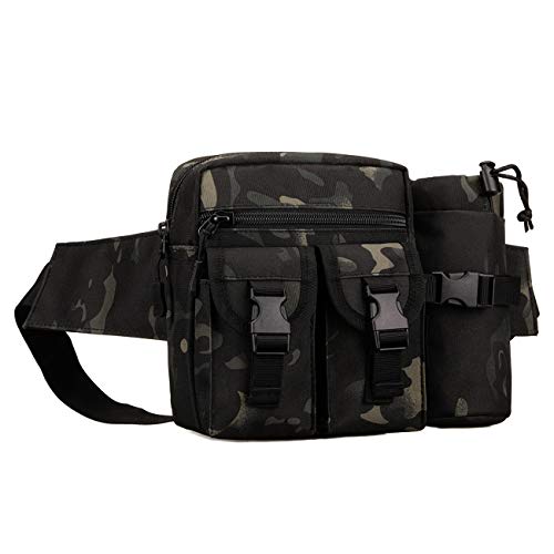 Bolso tático com suporte para chaleira, bolso desportivo, bolso impermeável, multifuncional, adequado para desportos ao ar livre, caminhadas, pesca, Camuflagem noturna-2