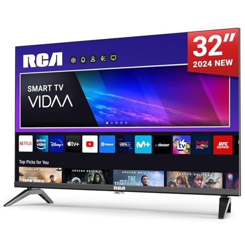 RCA Smart TV de 32 polegadas LED HD WiFi televisão com App Store, sintonizador digital, vídeo principal, Netflix, Youtube, DAZN, Disney, Pluto TV, compatível com VIDAA (VRS32HQ1, 2024)