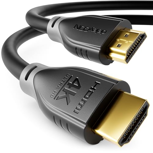 deleyCON Cabo HDMI 0,5 m 4 K@60Hz 2K@165Hz com ARC Ethernet UHD HDR 3D de alta velocidade 18 Gbps para barra de som televisão projetor computador portátil TV PS4 PS5 consola PC monitor - preto