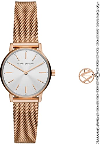 Armani Exchange Orologio da Donna, Movimento al quarzo a Due lancette e cassa da 28 mm con cinturino in Acciaio inossidabile