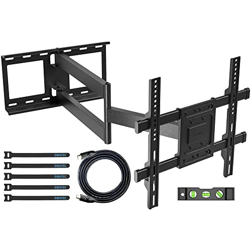 BONTEC Suporte de parede com braço articulado externo de 850 mm para ecrãs de 32 - 70 polegadas planos/curvas LCD/LED/OLED, até 60 kg, suporte de parede com rotação e inclinável, VESA máximo 400 x 400