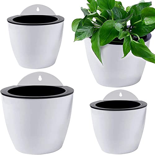 Qixuer 4 peças automática absorção de água para parede vasos, vasos de plástico para pendurar para casa escritório flor varanda perto ornamentos de jardim (2 tamanhos)