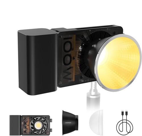 Zhiyun CINEPEER CX100 100 W LED luz de vídeo, luz de fotografia portátil bi-cor 2700 K~6500K CRI 96 TLCI 97+ controlo de brilho luz de câmara, Zhiyun Video Light com ventiladores incorporados ados