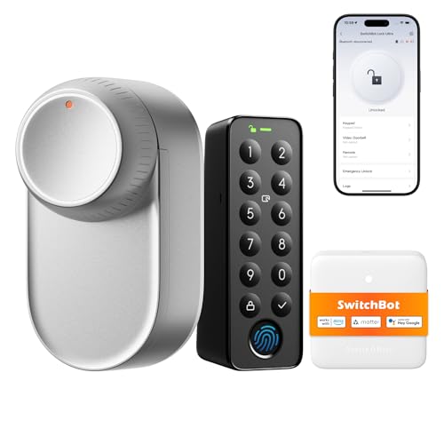 SwitchBot WLAN Smart Lock Ultra com teclado tátil, fechaduras de porta, fechadura inteligente, fechadura eletrónica, abridor de porta via aplicação, impressão digital, cauda, Alexa, Google