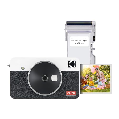 KODAK Mini Shot 2 Retro Natal presentes 4 PASS 2 em 1 câmara instantânea e impressora fotográfica (5,3 x 8,6 cm) 8 folhas, branco