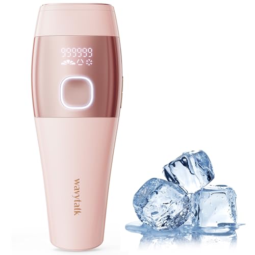 Wavytalk Depiladora a laser com função de refrigeração com gelo, máximo 24 J de alta energia, 5 níveis de energia, depiladora luz de pressão para mulher homem facial, axilas, braços, costas, linha de
