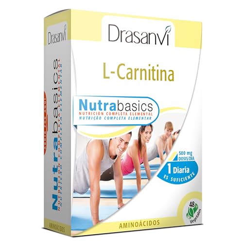 DRASANVI NUTRABASICS L-CARNITINA Contribui para o metabolismo dos macronutrientes, Vegano, sem glúten, 48 cápsulas vegetais